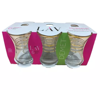 Lav Tea Glass Demet Gold Trim 6pc