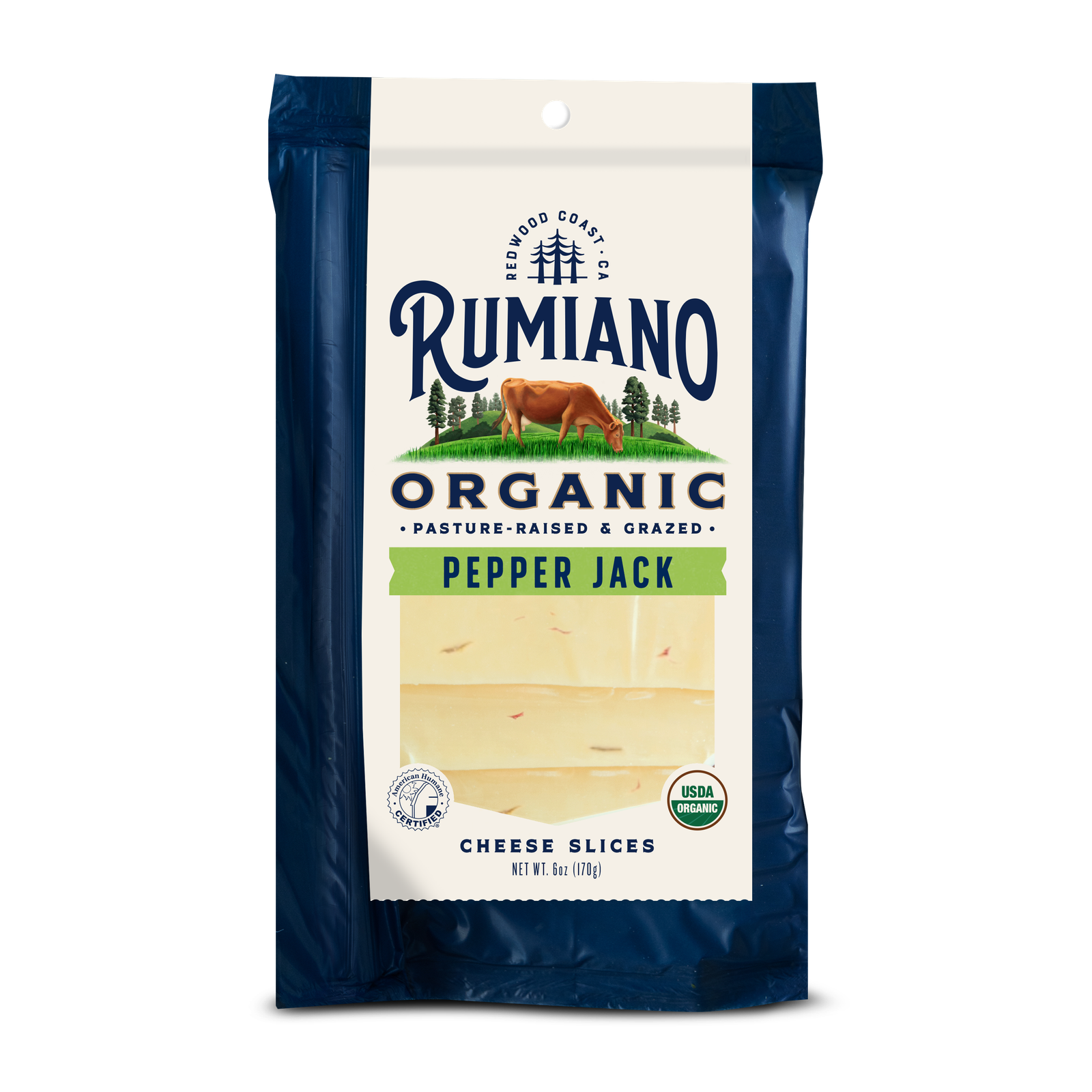 Rumiano Family Organic Pepper Jack Cheese Sliced 6.0 oz